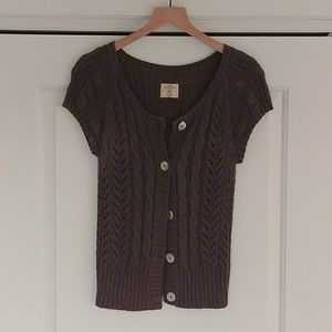 Short Sleeve Grey Cable Knit Cardigan